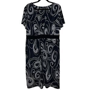 INC International Concepts Women’s Plus Size 1X Black Paisley Print Short Sleeve